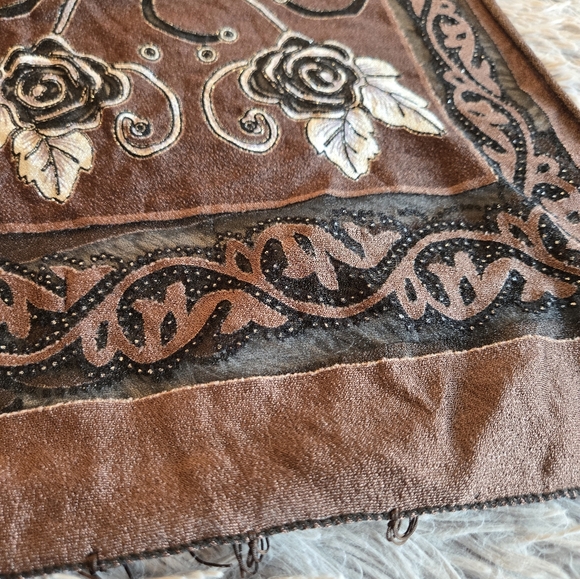 Brown and Black Long Scarf - Picture 3 of 11